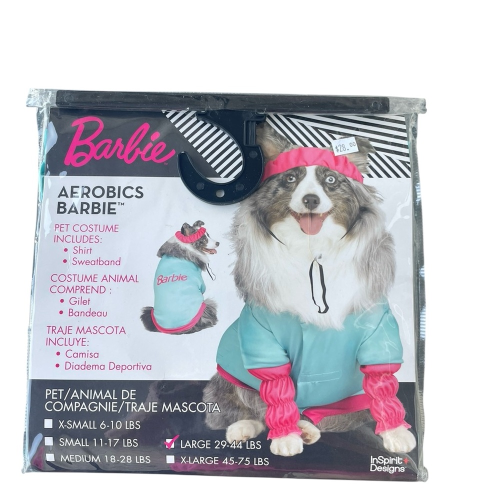 Barbie Aerobic Blue Pink Dog Pet Costume 2 Piece Large 29-44 LBS In Spirit NWT